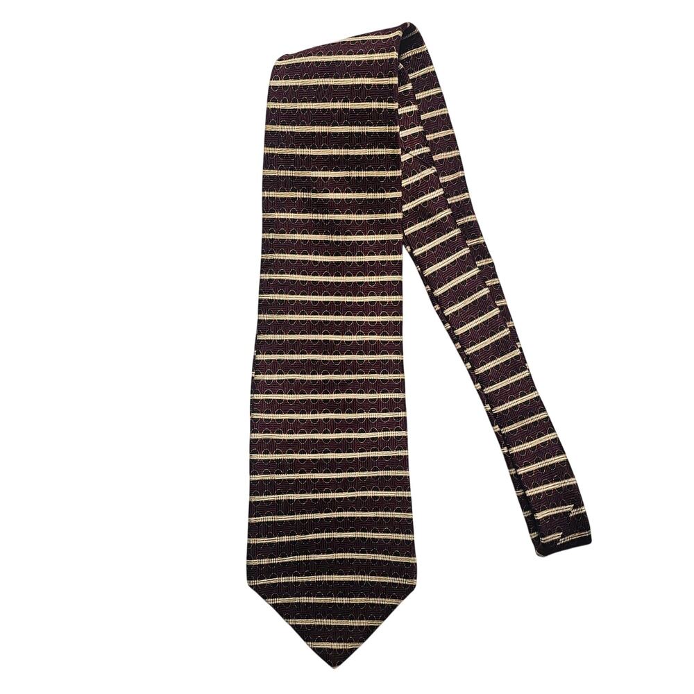 Vintage Etienne Aigner Horizontal Striped Necktie 100% Silk